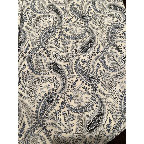 Chaps Ralph Lauren Womens Blue White Paisley L/S Cotton Button Shirt Blouse Med - Picture 2 of 6